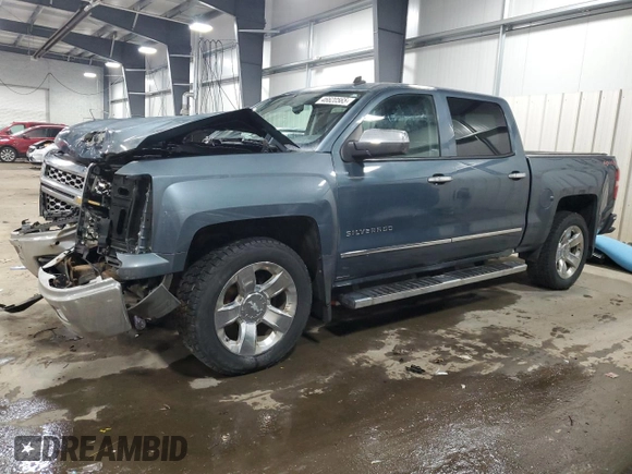 2014 Chevrolet Silverado 1500 LTZ with VIN 3GCUKSEC9EG245991, listed as a Copart auction lot 46620565 with 128,370 mi miles and Salvage Title. Bid and sale history available at DreamBid. Image 1.