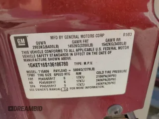 2003 GMC Envoy SLT z VIN 1GKET16S136186780, wystawiony jako Copart lot #55927155 z przebiegiem 163 099 mil mil oraz Szkoda całkowita • Salvage title. Historia ofert i sprzedaży dostępna na DreamBid. Obrazek 13.