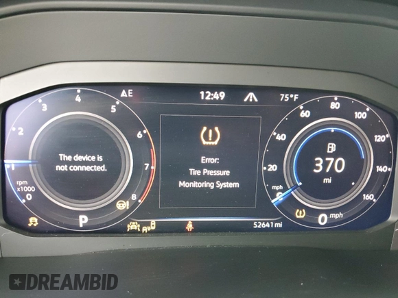 2022 Volkswagen Atlas SE with VIN 1V2KC2CAXNC204602, listed as a Copart auction lot 47306435 with 52,641 mi miles and Salvage title. Bid and sale history available at DreamBid. Image 9.