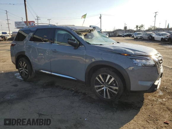 2023 Nissan Pathfinder Platinum with VIN 5N1DR3DG7PC200653, listed as a Copart auction lot 43285105 with 17,007 mi miles and Salvage title. Bid and sale history available at DreamBid. Image 4.