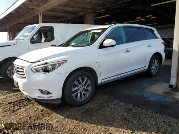2014 Infiniti QX60 with VIN 5N1AL0MN7EC529772, listed as a Copart auction lot 85780664 with 138,426 mi miles and Salvage Title. Bid and sale history available at carsss.com. Image 1.