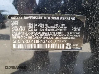 2020 BMW X3 sDrive30i z VIN 5UXTY3C04L9B43778, wystawiony jako Copart lot #57099805 z przebiegiem 72 486 mil mil oraz Szkody całkowita. Historia ofert i sprzedaży dostępna na DreamBid. Obrazek 14.