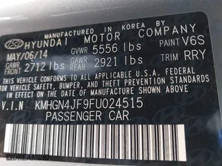 2015 Hyundai Genesis 5.0L with VIN KMHGN4JF9FU024515, listed as a IAAI auction lot 41741222 with 148,242 mi miles. Bid and sale history available at carsss.com. Image 9.