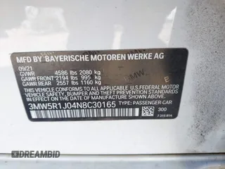 2022 BMW 3 Series 330i with VIN 3MW5R1J04N8C30165, listed as a IAAI auction lot 41412370 with 49,015 mi miles and . Bid and sale history available at DreamBid. Image 9.