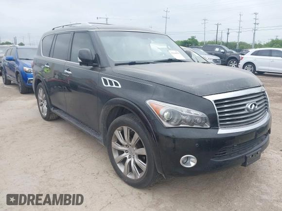 2013 Infiniti QX56 with VIN JN8AZ2NF6D9550697, listed as a IAAI auction lot 42164023 with 123,590 mi miles and . Bid and sale history available at DreamBid. Image 1.