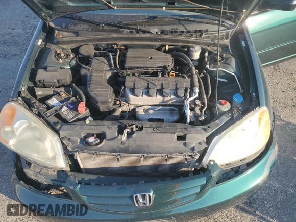 2001 Honda Civic LX with VIN 1HGES16571L073599, listed as a Copart auction lot 73134604 with 190,735 mi miles and Non Repairable. Bid and sale history available at carsss.com. Image 11.