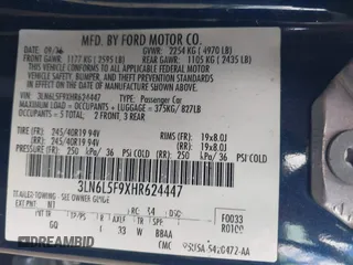 2017 Lincoln MKZ Reserve with VIN 3LN6L5F9XHR624447, listed as a IAAI auction lot 42340497 with Not provided miles and . Bid and sale history available at DreamBid. Image 9.