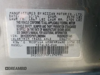 2015 Nissan Note SV with VIN 3N1CE2CPXFL390994, listed as a Copart auction lot 50724235 with 93,466 mi miles and Salvage Title. Bid and sale history available at DreamBid. Image 15.