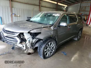 2020 Chevrolet Traverse Premier z VIN 1GNEVKKW4LJ140417, wystawiony jako Copart lot #55150395 z przebiegiem 112 090 mil mil oraz Szkoda całkowita • Salvage title. Historia ofert i sprzedaży dostępna na DreamBid. Obrazek 1.