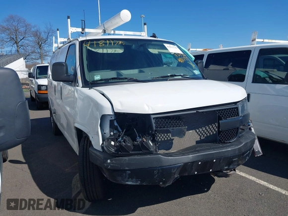 2024 Chevrolet Express Cargo with VIN 1GCWGAFPXR1274619, listed as a IAAI auction lot 41811735 with 11,970 mi miles and . Bid and sale history available at DreamBid. Image 1.