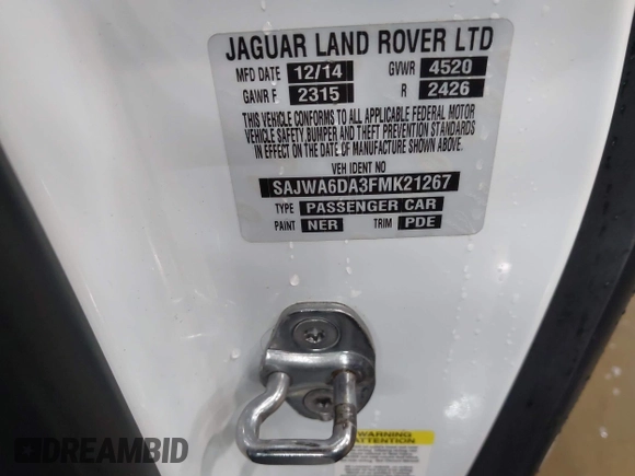 2015 Jaguar F-Type R z VIN SAJWA6DA3FMK21267, wystawiony jako IAAI lot #42116034 z przebiegiem 60 044 mil mil oraz . Historia ofert i sprzedaży dostępna na DreamBid. Obrazek 9.
