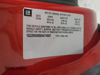 2006 Pontiac G6 with VIN 1G2ZH368564274587, listed as a Copart auction lot 72696594 with 156,311 mi miles and Salvage title. Bid and sale history available at DreamBid. Image 12.