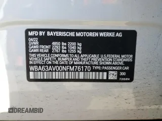 2022 BMW 4 Series 430i with VIN WBA63AV00NFM76170, listed as a Copart auction lot 49300505 with 37,469 mi miles and Salvage title. Bid and sale history available at DreamBid. Image 12.