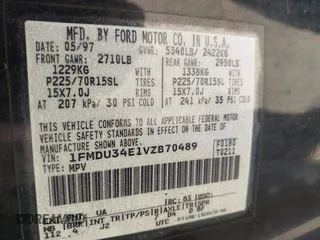 1997 Ford Explorer XL with VIN 1FMDU34E1VZB70489, listed as a IAAI auction lot 42610172 with 252,515 mi miles and . Bid and sale history available at DreamBid. Image 9.
