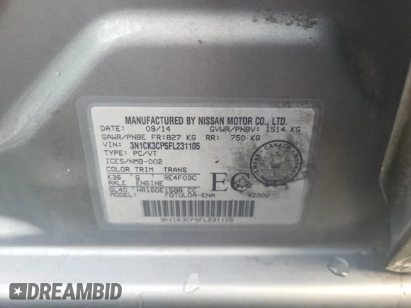 2015 Nissan Micra S z VIN 3N1CK3CP5FL231105, wystawiony jako Copart lot #80742104 z przebiegiem 147 075 mil mil oraz Szkoda całkowita • Salvage title. Historia ofert i sprzedaży dostępna na DreamBid. Obrazek 12.