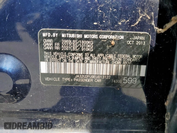 2014 Mitsubishi Lancer ES with VIN JA32U2FU9EU013122, listed as a Copart auction lot 56689415 with 135,209 mi miles and Clean Title. Bid and sale history available at DreamBid. Image 12.