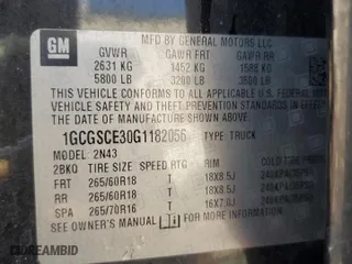 2016 Chevrolet Colorado 2WD LT with VIN 1GCGSCE30G1182056, listed as a Copart auction lot 45288345 with 132,168 mi miles and Salvage Title. Bid and sale history available at carsss.com. Image 12.