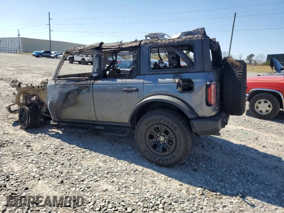 2023 Ford Bronco with VIN 1FMEE5DP0PLA82957, listed as a Copart auction lot 46876635 with Not Provided miles and Non Repairable. Bid and sale history available at carsss.com. Image 2.