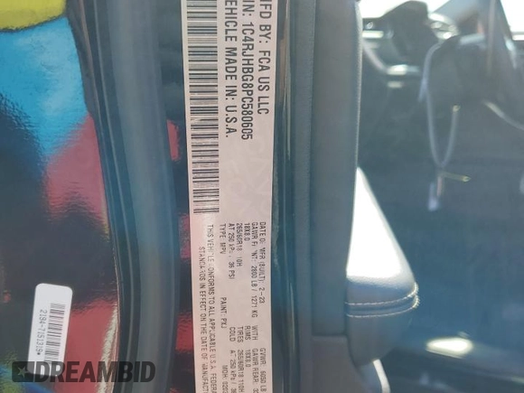 2023 Jeep Grand Cherokee Limited with VIN 1C4RJHBG8PC580605, listed as a Copart auction lot 61129795 with 27,404 mi miles and Salvage title. Bid and sale history available at DreamBid. Image 14.