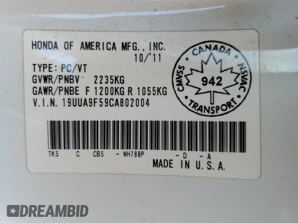 2012 Acura TL Tech Auto with VIN 19UUA9F59CA802004, listed as a Copart auction lot 51081855 with 242,791 mi miles and Clean Title. Bid and sale history available at carsss.com. Image 12.