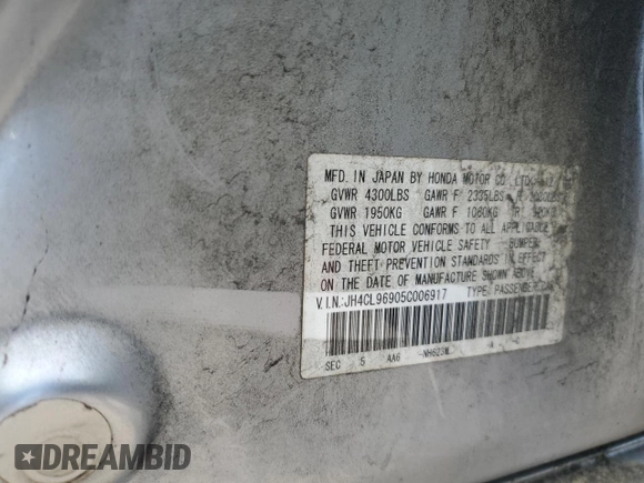 2005 Acura TSX with VIN JH4CL96905C006917, listed as a Copart auction lot 56495545 with 247,663 mi miles and Clean title. Bid and sale history available at DreamBid. Image 12.