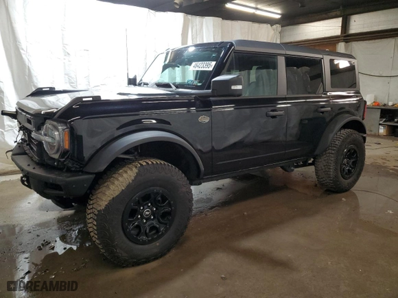 2024 Ford Bronco Wildtrak with VIN 1FMEE2BP1RLA76928, listed as a Copart auction lot 46423395 with 4,873 mi miles and Salvage Title. Bid and sale history available at carsss.com. Image 1.