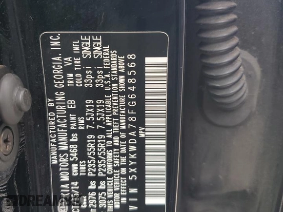 2015 Kia Sorento SX Limited with VIN 5XYKWDA78FG648568, listed as a Copart auction lot 53747055 with 167,146 mi miles and Clean Title. Bid and sale history available at carsss.com. Image 13.