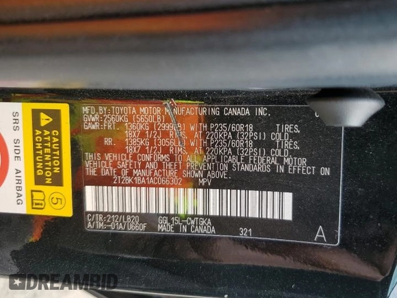2010 Lexus RX 350 with VIN 2T2BK1BA1AC066302, listed as a Copart auction lot 72459924 with 226,693 mi miles and Salvage Title. Bid and sale history available at DreamBid. Image 14.