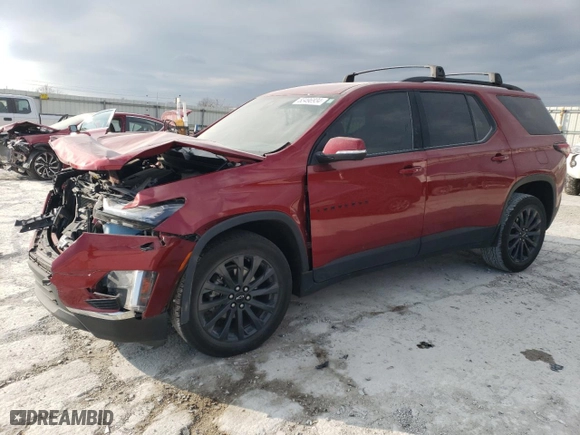 2022 Chevrolet Traverse RS with VIN 1GNERJKW9NJ136221, listed as a Copart auction lot 83496934 with 61,538 mi miles and Salvage Title. Bid and sale history available at carsss.com. Image 1.