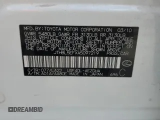 2010 Lexus LS 460 z VIN JTHBL5EFXA5097219, wystawiony jako Copart lot #52623605 z przebiegiem 147 710 mil mil oraz Nie do naprawy • Non repairable. Historia ofert i sprzedaży dostępna na DreamBid. Obrazek 12.