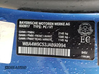 2018 BMW 4 Series 440i xDrive z VIN WBA4W9C53JAB93994, wystawiony jako Copart lot #54963094 z przebiegiem 72 307 mil mil oraz Szkoda całkowita • Salvage title. Historia ofert i sprzedaży dostępna na DreamBid. Obrazek 12.