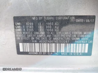 2017 Subaru Impreza Premium with VIN 4S3GTAB67H3753287, listed as a IAAI auction lot 42075877 with 55,247 mi miles. Bid and sale history available at carsss.com. Image 9.