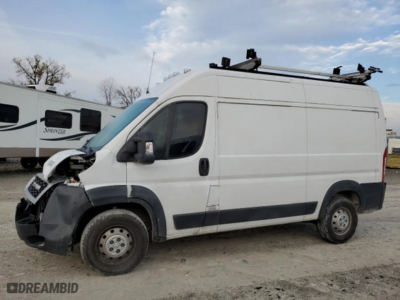 2019 Ram ProMaster Cargo Van with VIN 3C6TRVBG6KE533370, listed as a Copart auction lot 80043764 with 77,948 mi miles and Salvage Title. Bid and sale history available at carsss.com. Image 1.