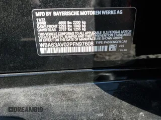 2023 BMW 4 Series 430i z VIN WBA63AV02PFN97608, wystawiony jako Copart lot #69227414 z przebiegiem Nie podano mil oraz Szkoda całkowita • Salvage title. Historia ofert i sprzedaży dostępna na DreamBid. Obrazek 14.
