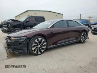 2022 Lucid Air Grand Touring with VIN 50EA1GBA8NA005072, listed as a Copart auction lot 66125904 with 25,493 mi miles and Salvage Title. Bid and sale history available at carsss.com. Image 1.