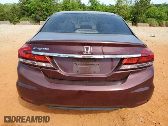 2014 Honda Civic LX with VIN 2HGFB2F57EH519196, listed as a Copart auction lot 53933895 with 297,351 mi miles and Salvage Title. Bid and sale history available at DreamBid. Image 6.