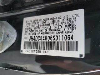 2006 Acura RSX with VIN JH4DC54806S011064, listed as a Copart auction lot 60240144 with 245,119 mi miles and Clean Title. Bid and sale history available at carsss.com. Image 12.