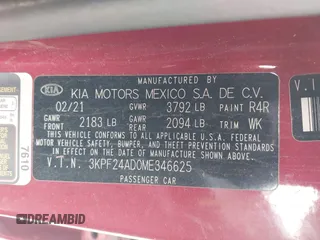 2021 Kia Forte LXS z VIN 3KPF24AD0ME346625, wystawiony jako IAAI lot #39182049 z przebiegiem 32 768 mil mil oraz . Historia ofert i sprzedaży dostępna na DreamBid. Obrazek 9.