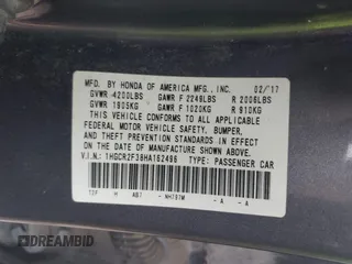 2017 Honda Accord LX with VIN 1HGCR2F38HA162496, listed as a IAAI auction lot 42075959 with 131,690 mi miles. Bid and sale history available at carsss.com. Image 9.