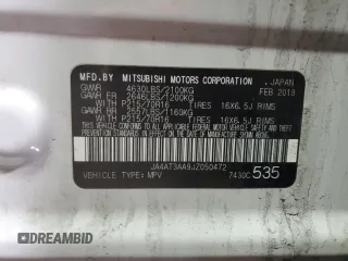 2018 Mitsubishi Eclipse Cross ES z VIN JA4AT3AA9JZ050472, wystawiony jako Copart lot #47934205 z przebiegiem 85 549 mil mil oraz Szkoda całkowita • Salvage title. Historia ofert i sprzedaży dostępna na DreamBid. Obrazek 13.