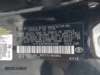 2006 Toyota Solara SE V6 with VIN 4T1FA38P86U094068, listed as a IAAI auction lot 42059475 with 170,150 mi miles. Bid and sale history available at carsss.com. Image 9.