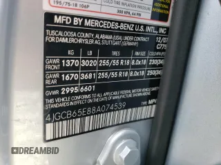 2008 Mercedes-Benz R 3.5L with VIN 4JGCB65E88A074539, listed as a Copart auction lot 68353544 with Not Provided miles and Salvage Title. Bid and sale history available at carsss.com. Image 13.