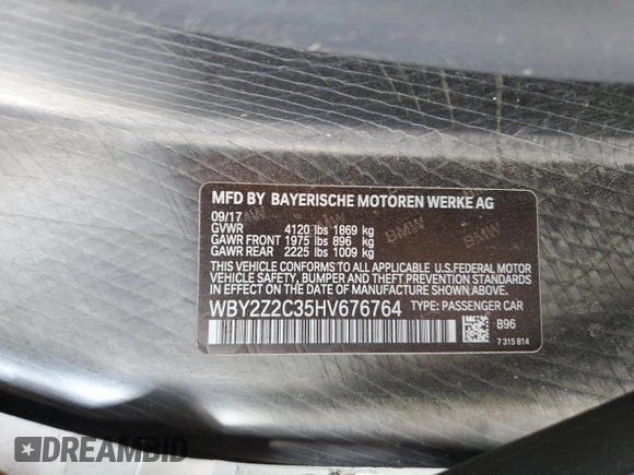 2017 BMW i8 z VIN WBY2Z2C35HV676764, wystawiony jako Copart lot #59692373 z przebiegiem 42 540 mil mil oraz . Historia ofert i sprzedaży dostępna na DreamBid. Obrazek 12.
