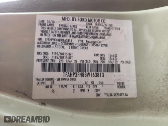 2011 Ford Focus SE with VIN 1FAHP3FN8BW163813, listed as a Copart auction lot 82709954 with 0 mi miles and Clean Title. Bid and sale history available at carsss.com. Image 12.