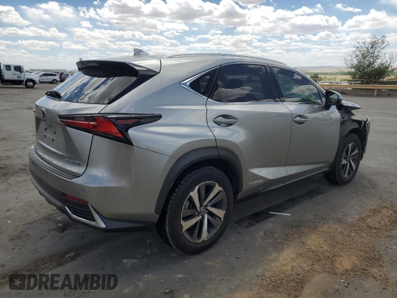 2021 Lexus NX 300h with VIN JTJGJRDZ9M2164377, listed as a Copart auction lot 55163065 with 86,119 mi miles and Salvage title. Bid and sale history available at DreamBid. Image 3.