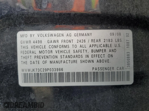 2009 Volkswagen Passat Komfort z VIN WVWJK73C29P033986, wystawiony jako Copart lot #47779315 z przebiegiem 173 439 mil mil oraz Szkoda całkowita • Salvage title. Historia ofert i sprzedaży dostępna na DreamBid. Obrazek 12.