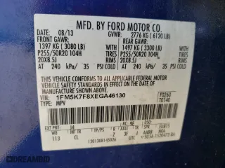 2014 Ford Explorer Limited with VIN 1FM5K7F8XEGA46130, listed as a Copart auction lot 46649385 with 186,505 mi miles and Salvage Title. Bid and sale history available at carsss.com. Image 13.