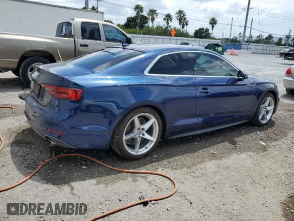 2018 Audi A5 Premium Plus with VIN WAUTNAF5XJA135051, listed as a Copart auction lot 55490655 with 28,152 mi miles and Salvage Title. Bid and sale history available at DreamBid. Image 3.