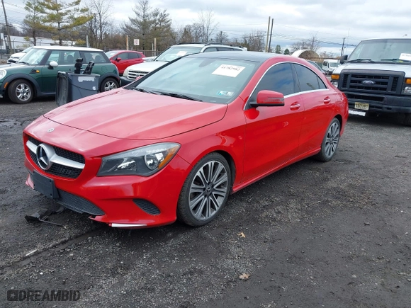 2018 Mercedes-Benz CLA with VIN WDDSJ4GB7JN595119, listed as a IAAI auction lot 41782982 with 105,071 mi miles. Bid and sale history available at carsss.com. Image 2.