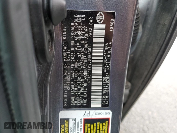 2012 Toyota Camry L with VIN 4T1BF1FK2CU163361, listed as a Copart auction lot 84196654 with 129,617 mi miles and Salvage Title. Bid and sale history available at DreamBid. Image 12.